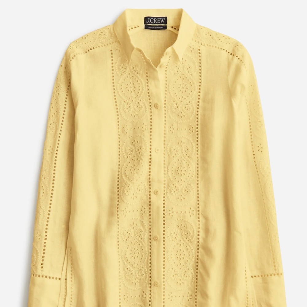 J. Crew Garcon Classic Shirt in Eyelet Linen - Size 4